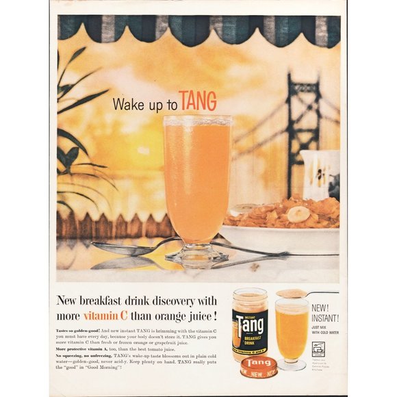 1959 Wake Up to TANG Breakfast Drink Vintage Print Ad Bistro Suspension Bridge - Picture 1 of 1